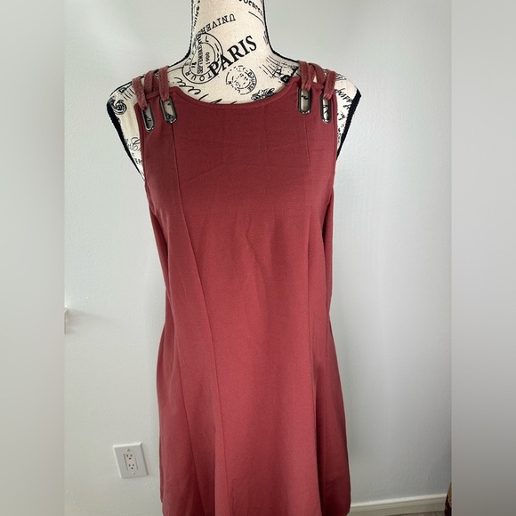Free People Baby Love Trapeze Rust Mini Swing Dress Womens Medium Back Cut Out - Picture 4 of 10